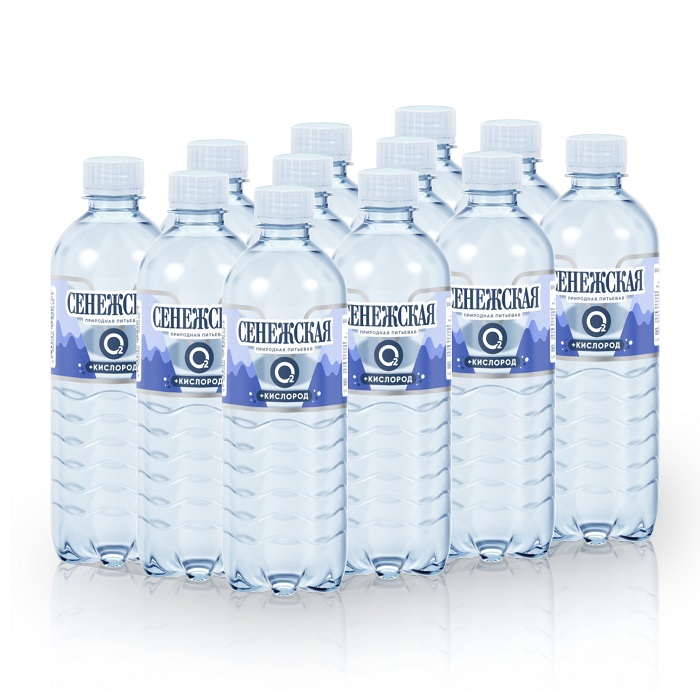 Питьевая вода Сенежская+кислород Минеральная 0,5 л., 12 шт